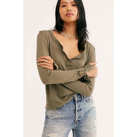Free People Tops - Free People Hazy Day Distressed Henley